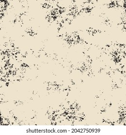 Abstract seamless pattern with chaotic black spots on a beige backdrop in the grunge style. Monochrome vector noisy textured background. Graphic print for wallpaper, wrapping paper, fabric or clothing