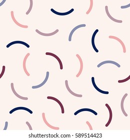 Abstract seamless pattern with chaotic elements. Multicolored simple texture with bold curved lines.