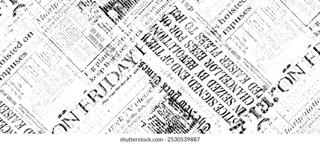 Abstract seamless pattern with chaotic layering of newspaper text