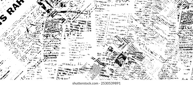 Abstract seamless pattern with chaotic layering of newspaper text