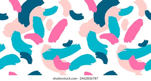Abstract seamless pattern: chaotic multi-colored brush strokes. Vector illustration for fabric.