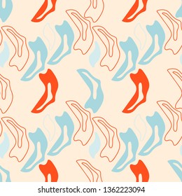 Abstract seamless pattern with chaotic paint elements. Hand drawn ink texture with wave lines and shapes. Fun and simple abstract background.