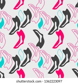 Abstract seamless pattern with chaotic paint elements. Hand drawn ink texture with wave lines and shapes. Fun and simple abstract background.