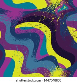 Abstract seamless pattern with chaotic wave elements. Backdrop for your design.