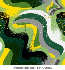 Abstract seamless pattern with chaotic wave elements. Backdrop for your design.