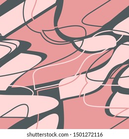 Abstract seamless pattern with chaotic wavy shapes.
