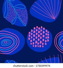 Abstraktes nahtloses Muster - kindisch minimalistisches Design mit geometrischen Formen, skizzierten Linien. Handgezeichnete süße Abbildung