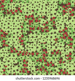 Abstract seamless pattern for children. Chaotic rounded squares.
Five-pointed stars.
