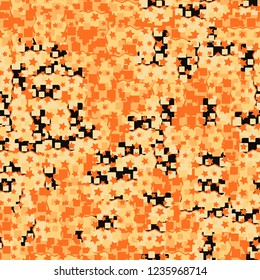 Abstract seamless pattern for children. Chaotic rounded squares.
Five-pointed stars.