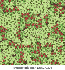 Abstract seamless pattern for children. Chaotic rounded squares.
Seven pointed stars.