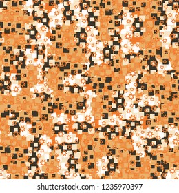 Abstract seamless pattern for children. Chaotic rounded squares.
Seven pointed stars.
