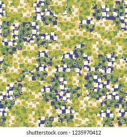Abstract seamless pattern for children. Chaotic rounded squares.
Seven pointed stars.