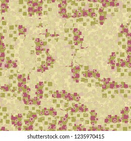 Abstract seamless pattern for children. Chaotic rounded squares.
Seven pointed stars.
