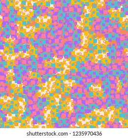 Abstract seamless pattern for children. Chaotic rounded squares.
Seven pointed stars.