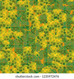 Abstract seamless pattern for children. Chaotic rounded squares.
Squares of wavy lines.