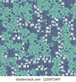 Abstract seamless pattern for children. Chaotic rounded squares.
Squares of wavy lines.