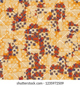Abstract seamless pattern for children. Chaotic rounded squares.
Squares of wavy lines.