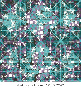 Abstract seamless pattern for children. Chaotic rounded squares.
Squares of wavy lines.