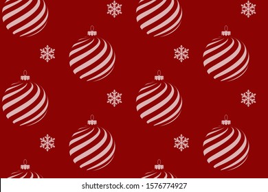 Abstract seamless pattern with christmas balls and snowflakes. Vector illustration.
