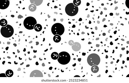 Abstract seamless pattern with Christmas snowmans. Creative leopard backdrop. Vector illustration on white background