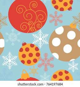 Abstract seamless pattern with a Christmas toys and snowflakes