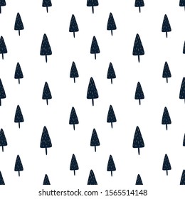 abstract seamless pattern christmas tree. Isolated vector illustration in cartoon style