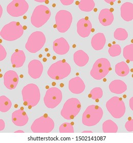 Abstract seamless pattern with circle brush strokes and ink dots. Vector texture with Ink Dots in different sizes. Dotted background.