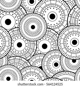 Abstract seamless pattern with circle elements, geometric motif