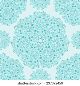 Abstract seamless pattern with circle lace patterns. Floral vector background.