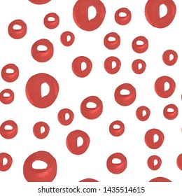 Abstract Seamless Pattern Circle of Red color. Perfect for your design, textile, pattern fills, box, posters, cards, web page background etc. Pattern under the mask. Vector.