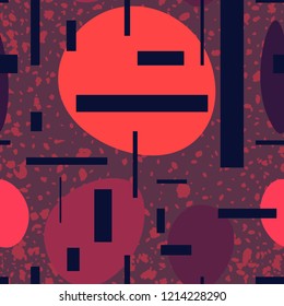 Abstract seamless pattern with circle texture and squares. Hand drawn background for design and decoration textile, package, wrapping paper.