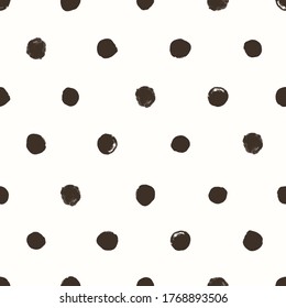 Abstract seamless pattern with circles brown color on ivory background. Vector texture for textile, paper, wallpapers or wrapping paper.