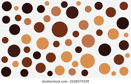 Abstract seamless pattern circles with brown polka dots on dark brown background. brown dots on dark brown background. background pattern coffee