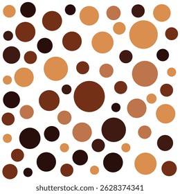 Abstract seamless pattern circles with brown polka dots on dark brown background. brown dots on dark brown background. background pattern coffee
