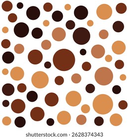Abstract seamless pattern circles with brown polka dots on dark brown background. brown dots on dark brown background. background pattern coffee
