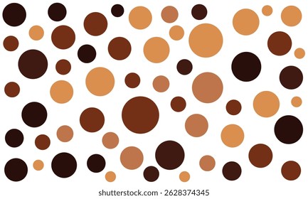 Abstract seamless pattern circles with brown polka dots on dark brown background. brown dots on dark brown background. background pattern coffee