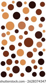 Abstract seamless pattern circles with brown polka dots on dark brown background. brown dots on dark brown background. background pattern coffee