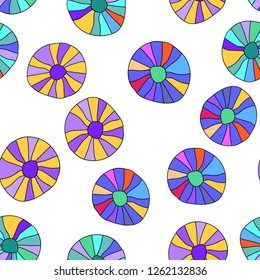 Abstract Seamless  Pattern of circles with different colors. Elements are not cropped. Pattern under the mask. Perfect design for textile, box, posters, cards, brochures, web etc.