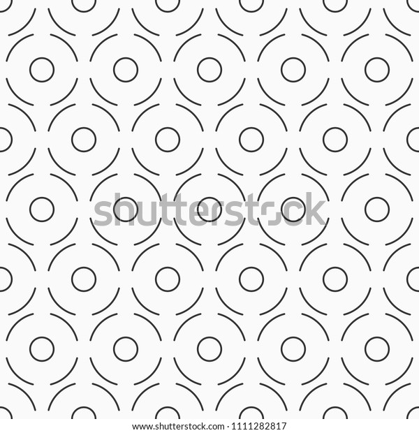 Abstract seamless
pattern of circles divided into four parts. Modern stylish texture.
Repaeting geometric curves and circles. Silhouette of thin lines.
Vector monochrome 
background.