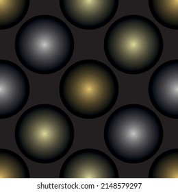 Abstract seamless pattern, circles of dots, texture white on black, fireworks in the sky. Vector illustration.