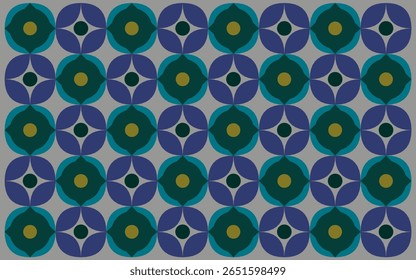 Modelo inconsútil abstracto con los círculos. Fondo de batik de estilo étnico indonesio con geometría floral azul profundo