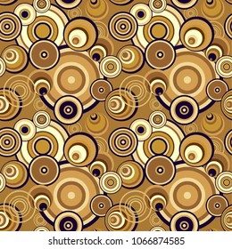 Abstract Seamless Pattern with Circles. Golden Elements for Decor. Vector Illustration