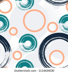 Abstract Seamless Pattern with Circles. Grunge background. Vector Illustration.