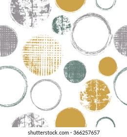 Abstract Seamless Pattern with Circles. Grunge texture. Vector Illustration. 