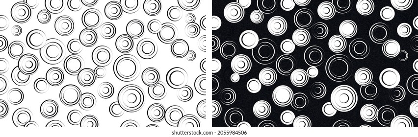 abstraktes, nahtloses Muster von Kreisen. handgezeichnete Figuren im minimalistischen Stil. Tapete aus organischen Mustern. für Druck, Textilien, Webdesign, Urlaubsideen. Vektorgrafik-Illustration
