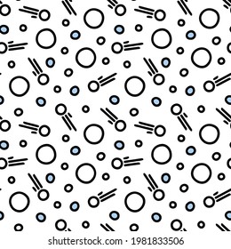 Abstract seamless pattern with circles and lines. Irregular black and white vector texture. 