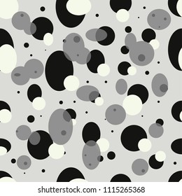 Abstract seamless pattern with circles . Modern black, grey and white texture. Geometric background.