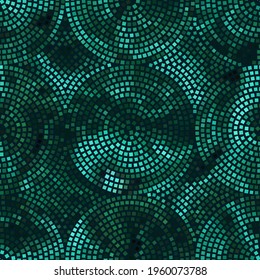 Abstract seamless pattern with circles of mosaic. Vector illustration