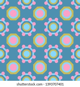 Abstract seamless pattern with circles and octagons. Colorful vector background EPS10
