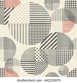Abstract  seamless pattern with circles on texture background. Endless geometric pattern can be used for ceramic tile, wallpaper, linoleum, textile, wrapping paper, web page background. Vector.